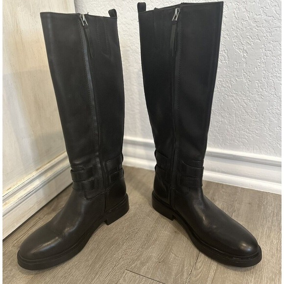 SAM EDELMAN Womens Black Freda Round Toe Block Heel Leather‎ Riding Boot size 9M - Picture 5 of 9